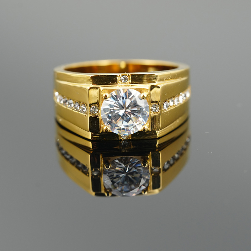 Retro Square Titanium Steel Artificial Gemstones Rings In Bulk