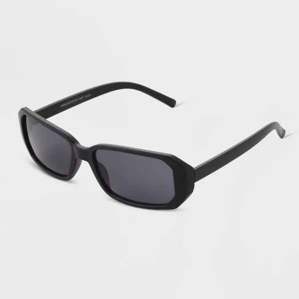 Men's Matte Plastic Rectangle Sunglasses with Smoke Lenses